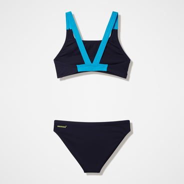 Women's Medley Logo V-Back Bikini Set Black/Turquoise