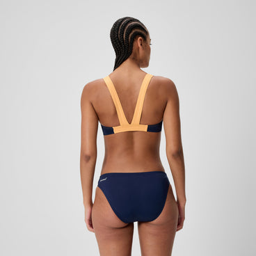 Women's Medley Logo V-Back Bikini Navy/Cream
