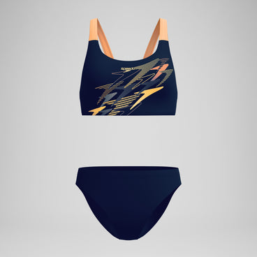 Women's Medley Logo V-Back Bikini Navy/Cream