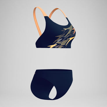 Women's Medley Logo V-Back Bikini Navy/Cream
