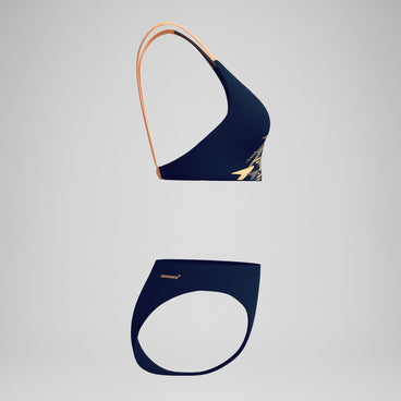 Women's Medley Logo V-Back Bikini Navy/Cream