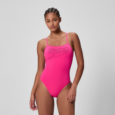 Women's Endurance+ Logo Thin Strap Swimsuit Pink