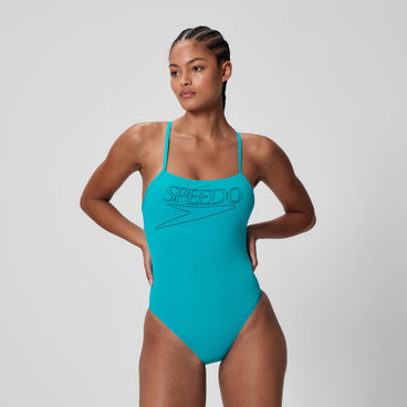 Women's Endurance+ Logo Thin Strap Swimsuit Blue