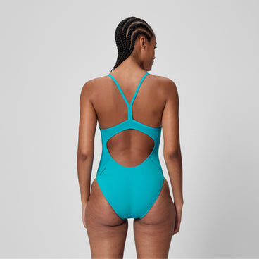 Women's Endurance+ Logo Thin Strap Swimsuit Blue