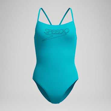 Women's Endurance+ Logo Thin Strap Swimsuit Blue