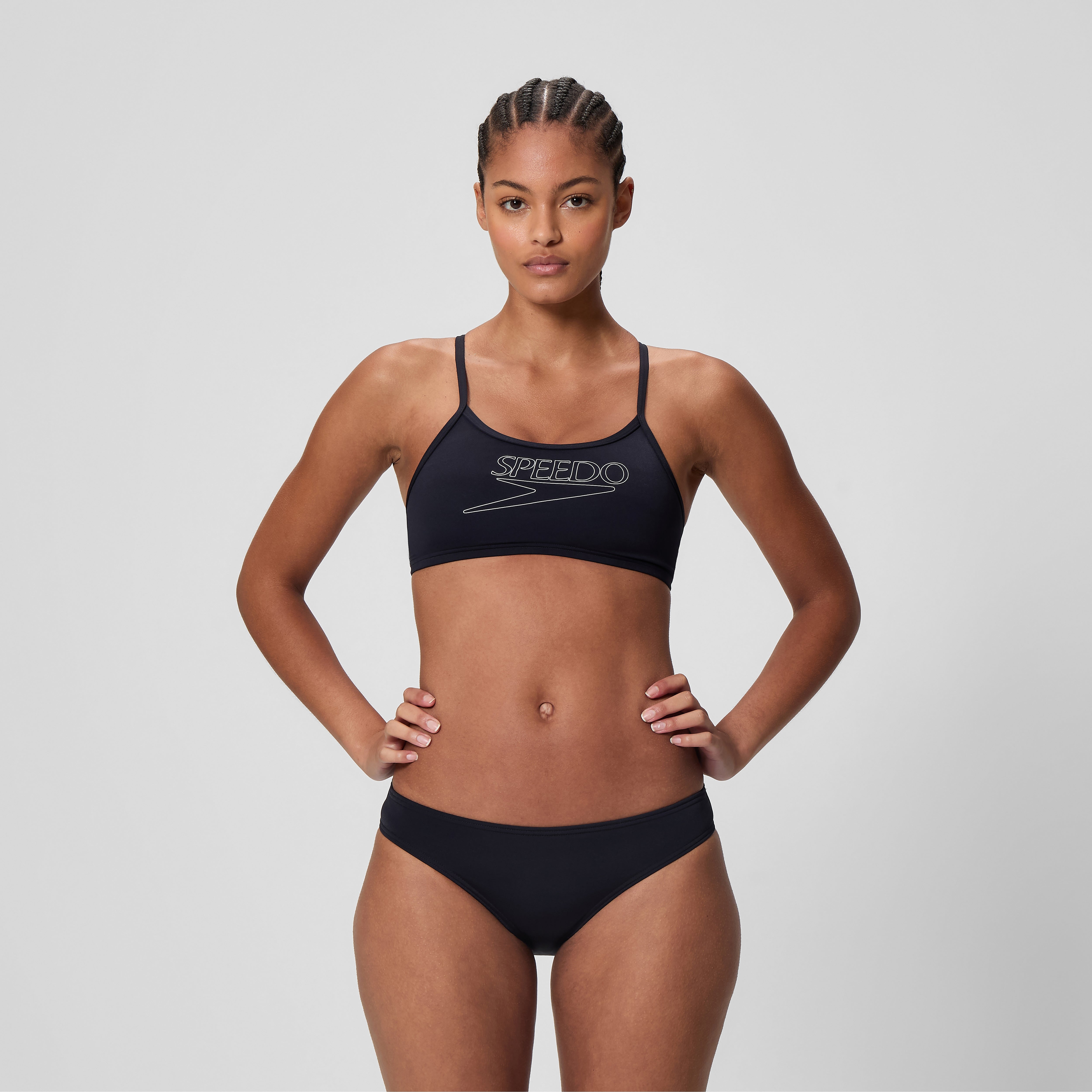 Women's Endurance+ Logo Thinstrap Bikini Set Black | Speedo