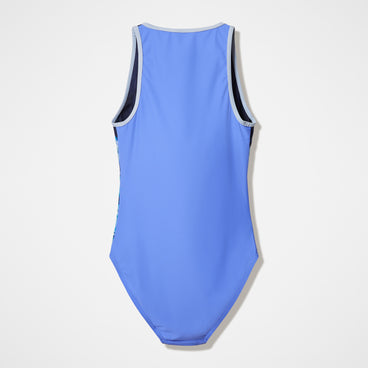 Women's Modern Coverage Printed Zip Swimsuit Purple