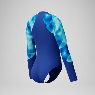 Women's Long Sleeve Zip Swimsuit Blue