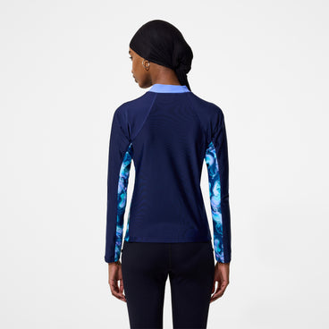 Women's Modern Coverage Printed Long Sleeve Rashguard Navy