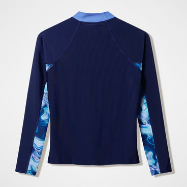 Women's Modern Coverage Printed Long Sleeve Rashguard Navy