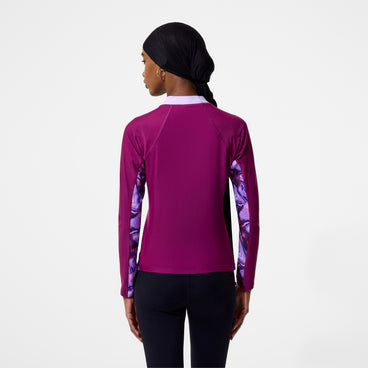 Women's Modern Coverage Printed Long Sleeve Rashguard Dark Pink