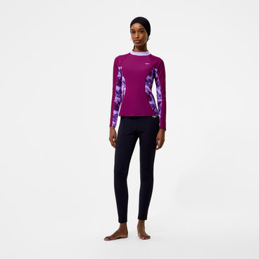 Women's Modern Coverage Printed Long Sleeve Rashguard Dark Pink