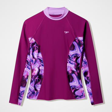 Women's Modern Coverage Printed Long Sleeve Rashguard Dark Pink