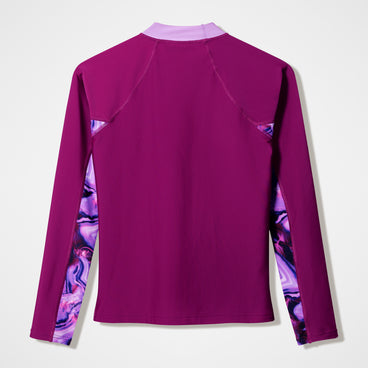 Women's Modern Coverage Printed Long Sleeve Rashguard Dark Pink