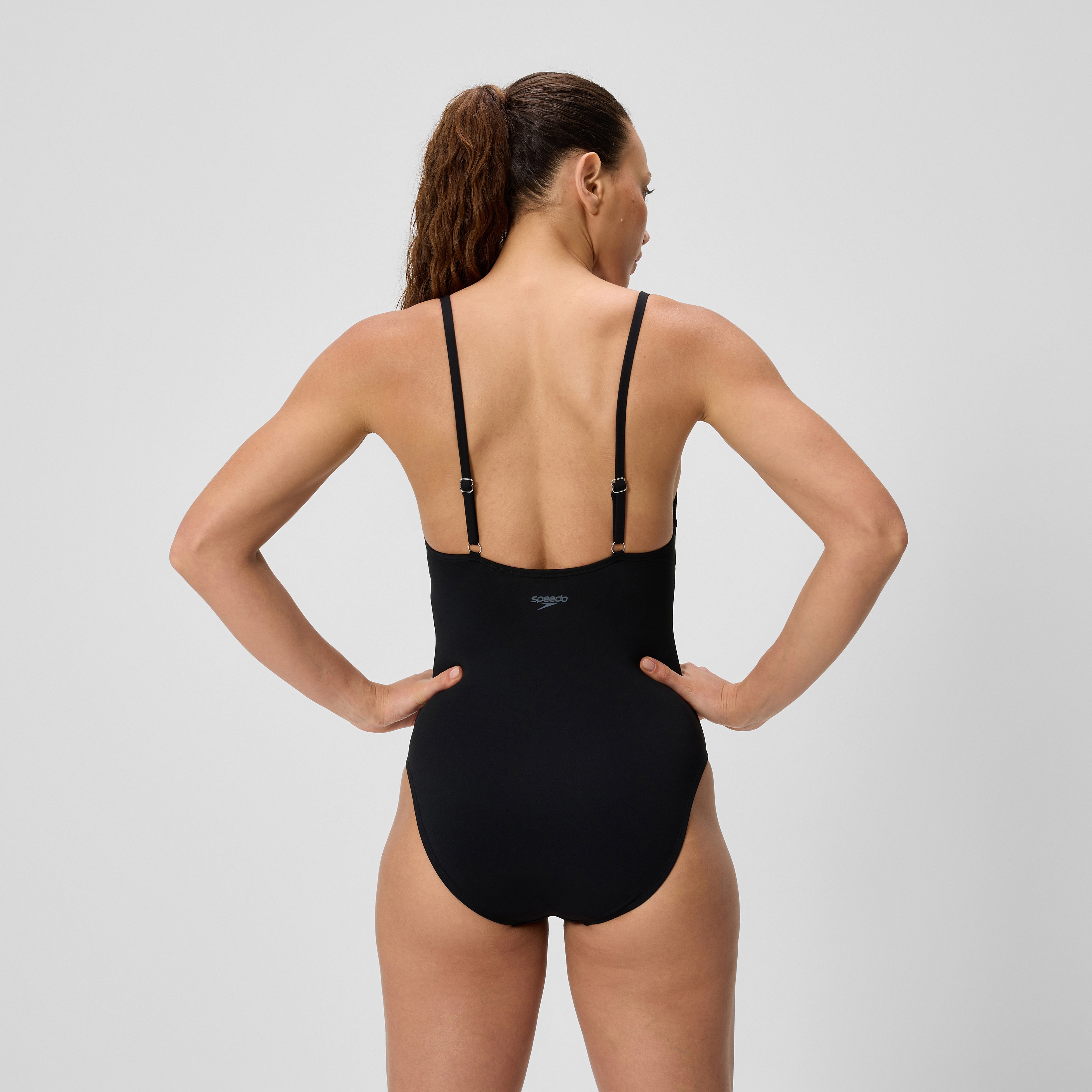 Women's Solid V-Neck One Piece Black | Speedo