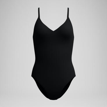 Women's Solid V-Neck Swimsuit Black
