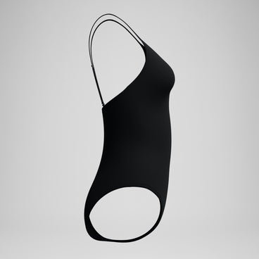 Women's Solid V-Neck Swimsuit Black