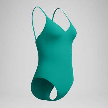 Women's Solid V-Neck One Piece Teal