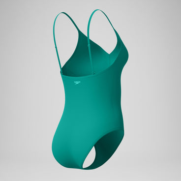 Women's Solid V-Neck One Piece Teal
