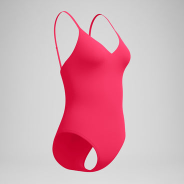 Women's Solid V-Neck Swimsuit Ruby
