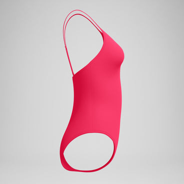 Women's Solid V-Neck Swimsuit Ruby