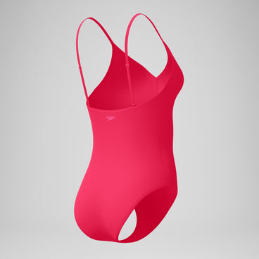 Women's Solid V-Neck Swimsuit Ruby