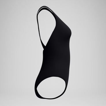 Women's Solid Scoop Neck Swimsuit Black