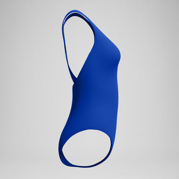Women's Solid Scoop Neck Swimsuit Blue