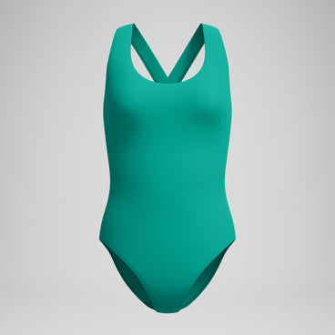 Women's Solid Scoop Neck Swimsuit Teal