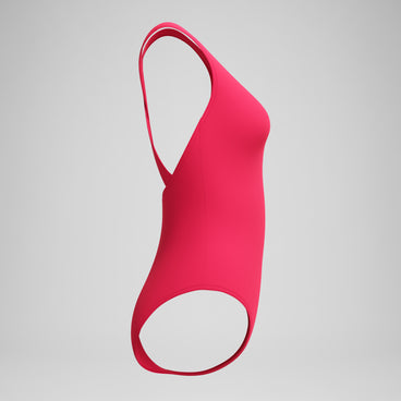 Women's Solid Scoop Neck Swimsuit Ruby