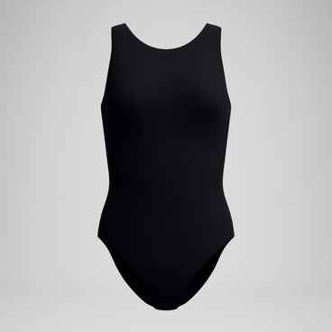 Women's Solid High Neck Swimsuit Black