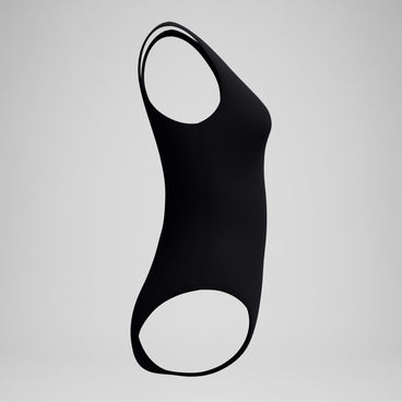 Women's Solid High Neck Swimsuit Black