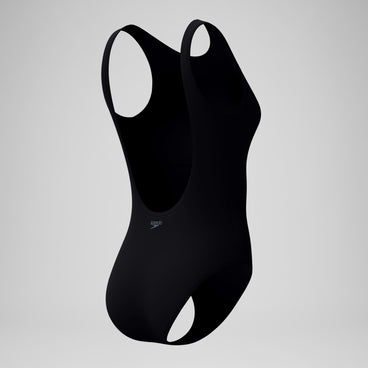 Women's Solid High Neck Swimsuit Black