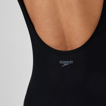 Women's Solid High Neck Swimsuit Black