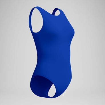 Women's Solid High Neck Swimsuit Blue