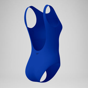 Women's Solid High Neck Swimsuit Blue