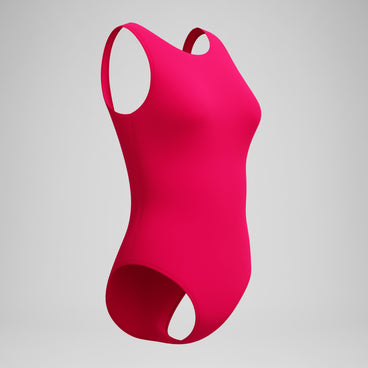 Women's Solid High Neck Swimsuit Ruby