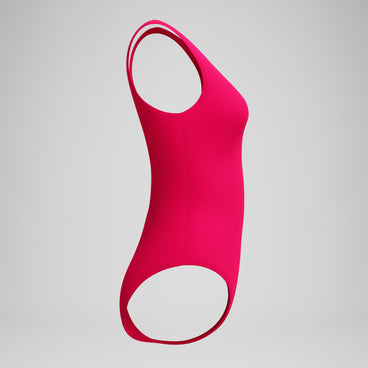 Women's Solid High Neck Swimsuit Ruby