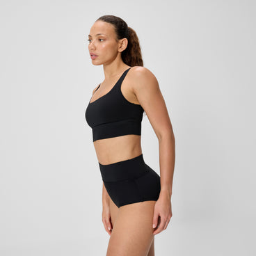 Women's Solid Square Neck Bikini Top Black