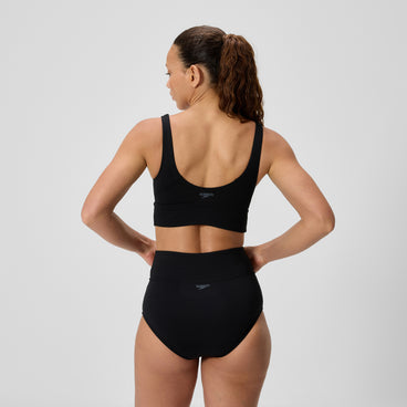 Women's Solid Square Neck Bikini Top Black