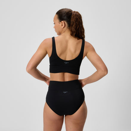 Women's Solid Square Neck Bikini Top Black