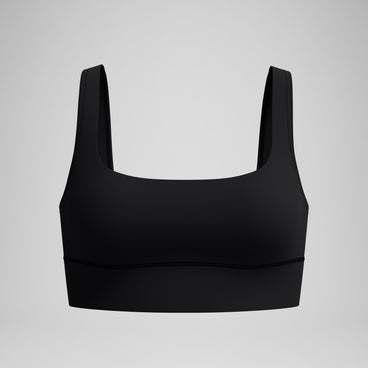 Women's Solid Square Neck Bikini Top Black