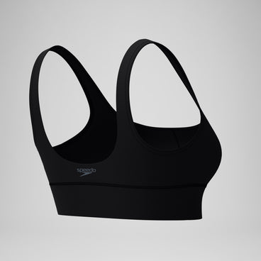 Women's Solid Square Neck Bikini Top Black