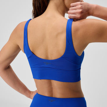 Women's Solid Square Neck Bikini Top Blue