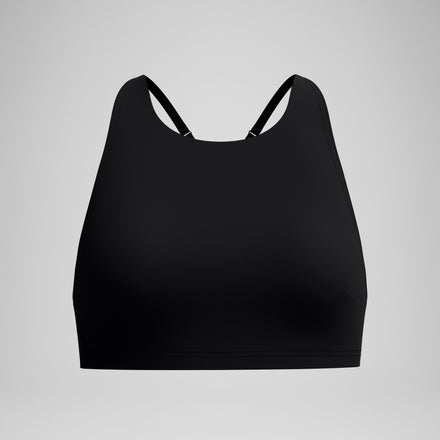Women's Solid High Neck Bikini Top Black