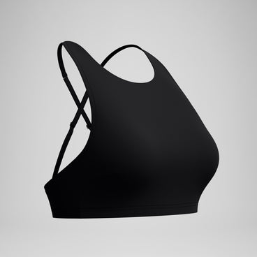 Women's Solid High Neck Bikini Top Black