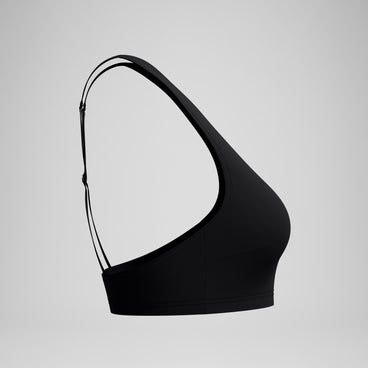 Women's Solid High Neck Bikini Top Black