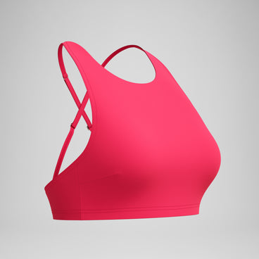 Women's Solid High Neck Bikini Top Ruby