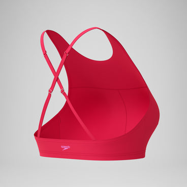 Women's Solid High Neck Bikini Top Ruby