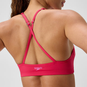 Women's Solid High Neck Bikini Top Ruby